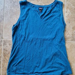 Patagonia V-Neck Tank Top, Size L, Blue